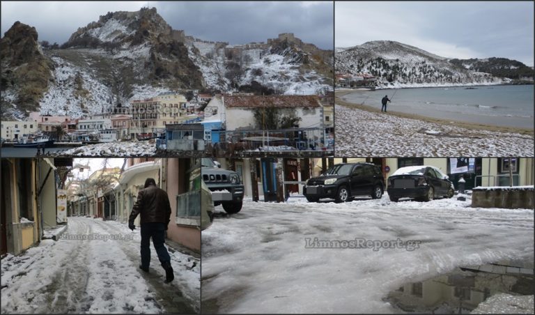 image Χιόνια Λήμνος: Σημερινές εικόνες από την Μύρινα