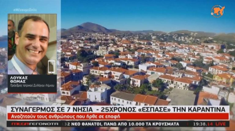 image Σε συναγερμό 7 νησιά από τον 25χρονο που έσπασε την καραντίνα- Δείτε τι είπε ο Θωμάς Λούκας στο Mega