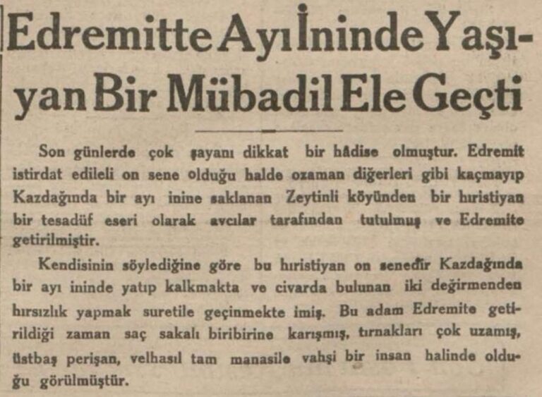 image Μυτιλήνη: Βρέθηκε απόκομμα εφημερίδας από το 1932 – Η απίστευτη ιστορία με Χριστιανό που ζούσε σε σπηλιά