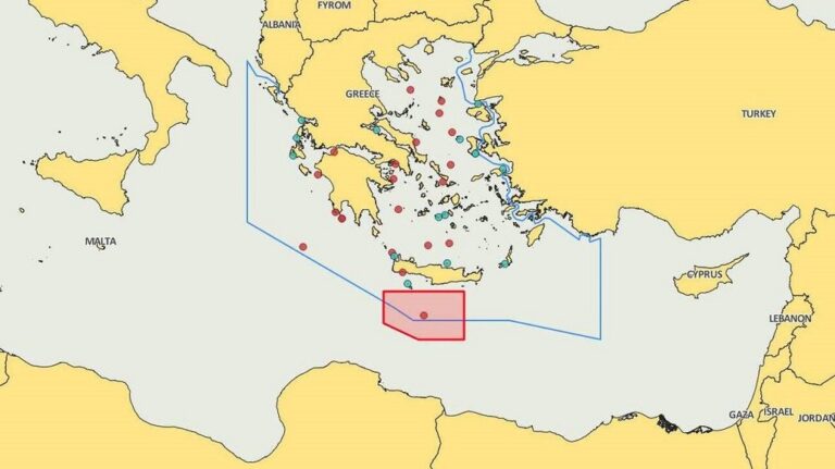 image NAVTEX για επέκταση των ερευνών για φυσικό αέριο νότια της Κρήτης.