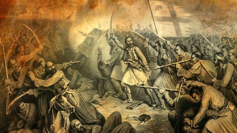 image Ο γενναίος μαχητής Παπαφλέσσας προσφέρει τη ζωή του για την ελευθερία του υπόδουλου Ελληνισμού και της Ορθοδοξίας στο Μανιάκι