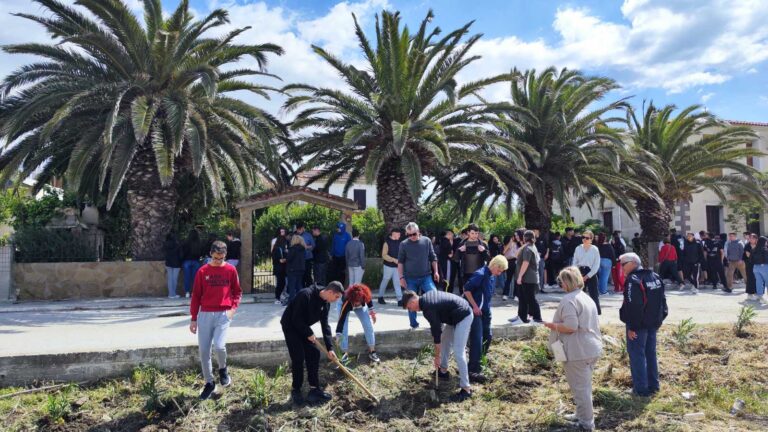 image Μαθητές του Γενικού και  Επαγγελματικού Λυκείου Μούδρου φύτεψαν 57 δάφνες στην μνήμη  θυμάτων των Τεμπών