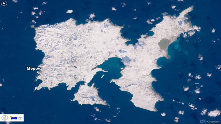 image H πάλλευκη Λήμνος- εικόνες αρκτικού κύκλου από δορυφόρο